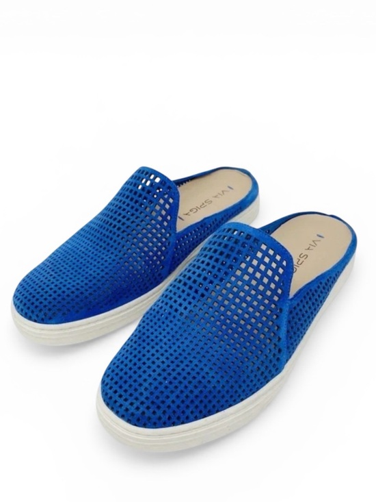 Via Spiga Shoes - Via Spiga Cobalt Perforated Slip-On Mules